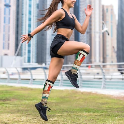 Compression Socks Knee High Circulation Support Socks For Women Men Athletic Running Work Hiking Cycling Travel - color: Italy