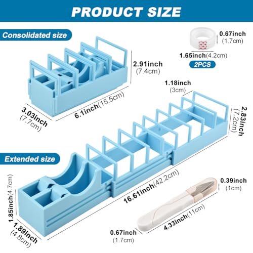 Double Tapes Dispenser Tape Holder for Convenient Cutting Assistant 18 Tape Strips in Second Portable Ribbon Cutter Machine(Color:Blue)