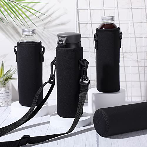 Sabary 12 Pcs Water Bottle Sleeve with Shoulder Strap 25oz Sublimation Water Bottle Holder Carrier Pouch Adjustable Sling Bag for Boys Girls(Black)