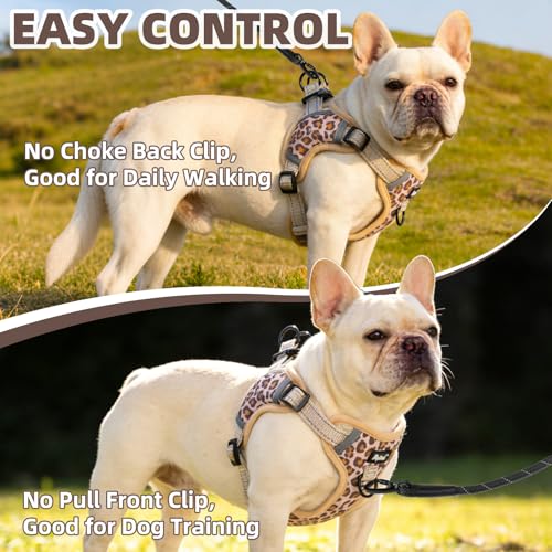 PUPTECK Dog Harness Small Sized Dog, Step in Adjustable Reflective Dog Vest Harness Escape Proof, No Pull Soft Padded Harness Easy Control, Brown Leopard, S - color: Brown(Leopard), size: S (CHEST: 13"-18")