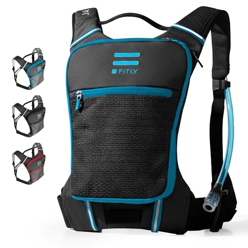 FITLY Sub90 Running Hydration Vest - No-Bounce Water Pack - color: Emerald Blue, size: M-L-XL