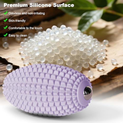 HODEMI Vibrating Massage Ball with Magnetic Rolling Head, Handheld High-Frequency Vibration Massager, 3 Speed Levels, Rechargeable Silicone Massage Roller for Gym, Office, and Travel Use (Purple) - color: Purple