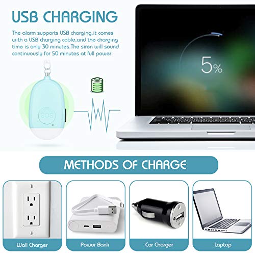 Frienda 4 Pcs Personal Security Alarm Keychain 130 DB USB Rechargeable