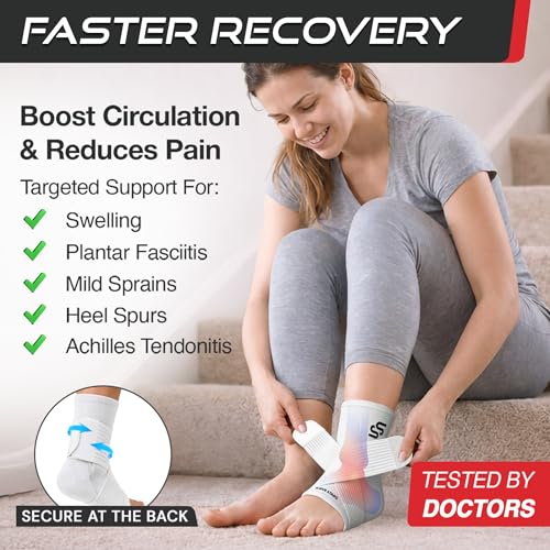 Sleeve Stars Ankle Brace Men & Women Support (Single/M:10"-12"/White) - color: White, size: Medium
