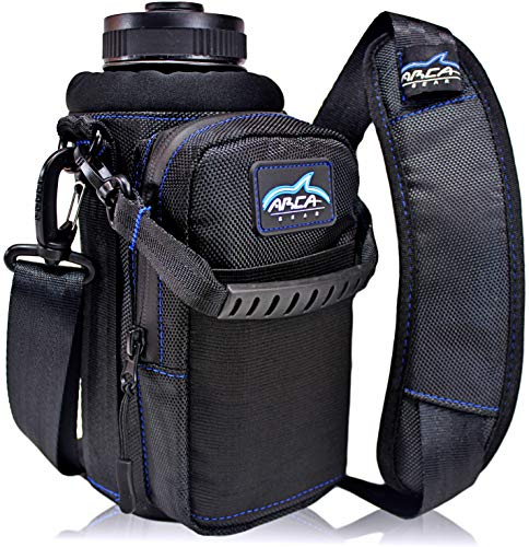 Arca Gear Hydro Carrier 32 oz Small - Insulated Water Bottle Sling w/Carry Handle, Shoulder Strap, Wallet and Two Pouches - The Perfect Flask Accessory - color: Black