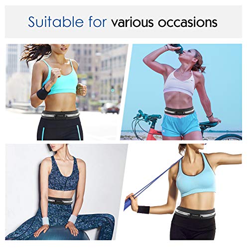MoKo Running Belt, Dual-Pouch Reflective Waist Pack for 6.5 in Phones - color: Black