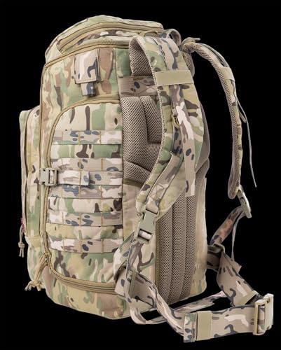 35L Tactical Backpack Military Rucksack MOLLE Quick-Access Flap EDC Pack for Hiking Camping Travel Work Bugout Emergency - color: At Camo