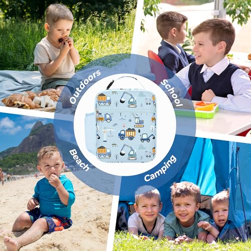 Clastyle Car Insulated Kid Lunch Bag for Boy Lunch Box, Blue Construction - color: Blue Construction