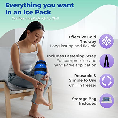Reusable Knee Gel Pack with Elastic Straps - Gel Ice Pack for Knee, Joint, Elbow and Arm - Flexible Cold Packs for The Whole Family - Soft Ice Pack for Versatile Wrap and Convenient Use - 1 Pack Blue - style: Knee Gel Ice Pack