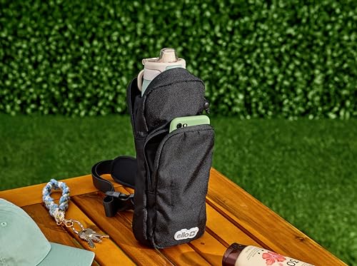 Ello Crossbody Sling Water Bottle Bag | Fits 24oz | Pockets, Adjustable Strap, Drawstring Fastener, Machine Washable - color: Black