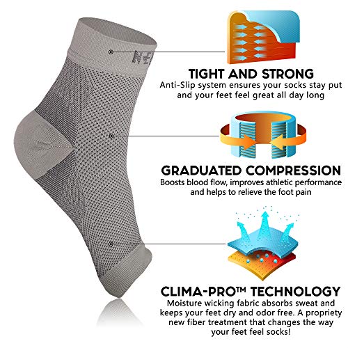 NEWZILL Plantar Fasciitis Socks Arch Support Foot Care Compression Sleeve - color: Gray, size: Small-Medium