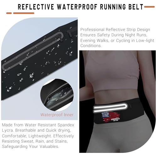 American Flag Slim Running Belt Waist Pack Black Jogging Fanny Pack for Men - color: American Flag