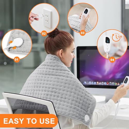Heating Pad,Electric Heating Pads,Heating Pad for Back,Gray,40x20 Inch - color: Silvergray, size: 40x20 Inch
