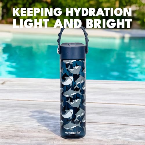 Elemental Splash 26oz Tritan Plastic Water Bottle with Straw & Pop-It Strap - color: Great White, size: 26 Ounces