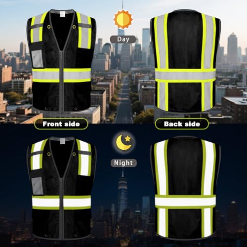 Safety Vest Mesh High Visibility Vest for Men Women, Black S - color: Black, size: Small