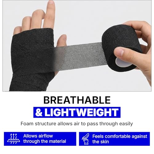 Maestro Pre Wrap Foam Underwrap, Black 3-Pack, Non-Adhesive, Tears by Hand - color: Black