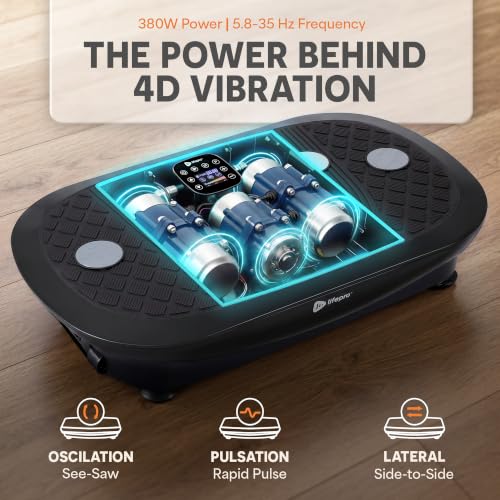 Lifepro Rumblex 4D Vibration Plate Exercise Machine with 7 Training Modes - color: Black, size: Plus Mini