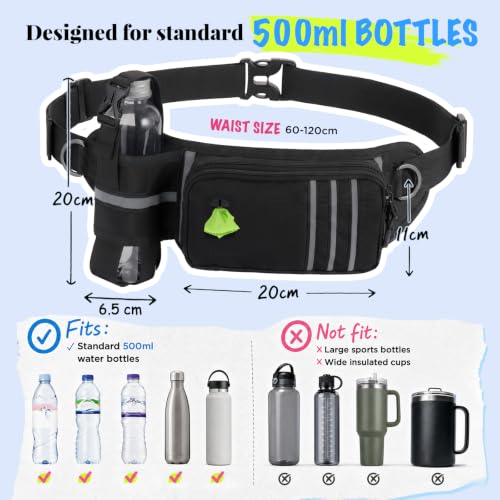 Hands Free Running Dog Leash with Storage Waist Belt, Shock-Absorbing Bungee Lead, Water Bottle Holder & Dual Handles for Walking, Hiking & Training Medium Large Dogs
