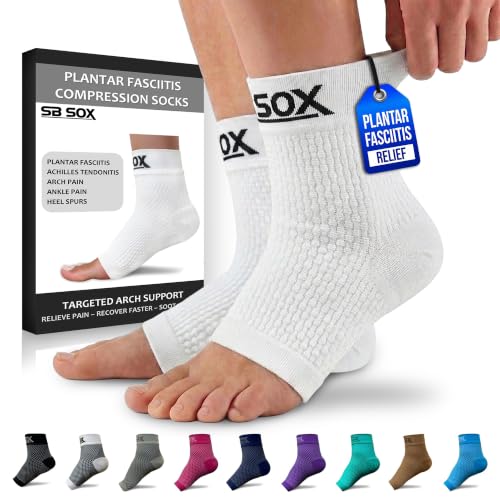 SB SOX Compression Socks for Plantar Fasciitis Relief (Solid White, Small) - color: Solid White, size: Small