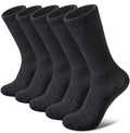 FNOVCO Women's Hiking Walking Running Crew Socks Thick Cushioned Athletic Compression Socks 5 Pairs - color: Black, size: 5-8
