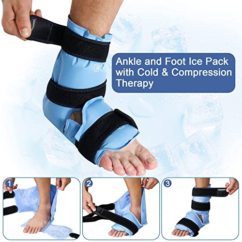 REVIX Ankle Ice Pack Wrap for Injuries Reusable Gel Ice Pack for Knees Pain Relief, Reusable Gel Ice wrap for Leg Injuries