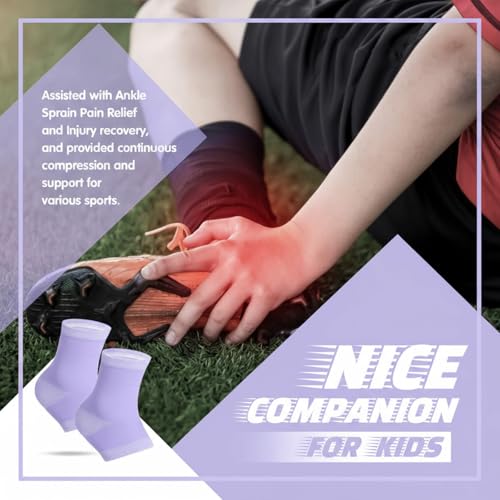 Tarpop 3 Pair Girls Ankle Brace Compression Sleeves, Purple, Medium - color: Purple, size: Medium