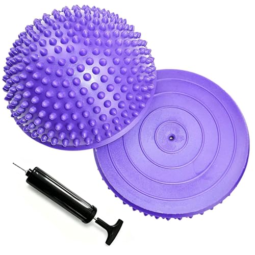 2PCS Hedgehog Balance Pods, Half Ball Balance Trainer with Pump - color: Purple