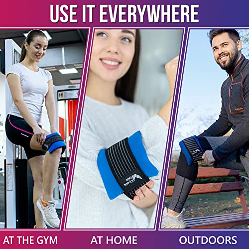 Ice Pack Wrap with Elastic Strap by Kinetic Labs - Hot Cold Gel Pack for Injuries - Reusable Ice Pack for Neck Foot Ankle Head Wrist Leg Shoulder Arm Thigh Knee Surgery (Regular)