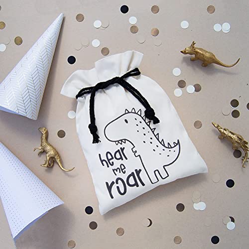 Gather & Knot Drawstring Gift Bags | Premium Canvas | 20" Large 12" Small | Reusable Fabric Wrap for Baby Shower or Boy Birthday | Dinosaur - color: Dinosaur