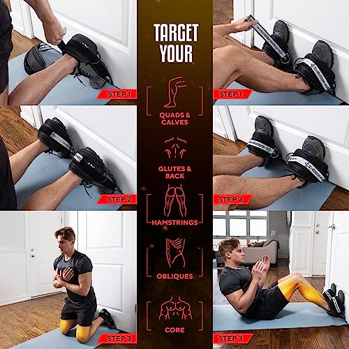 Vikingstrength VOL 2 Nordic Hamstring Curl with Extra Long Straps - Super Stability, Nordic Curl Home Equipment, glute, Hamstring, Speed and Exercise Handles, Ankle Straps and V-Strength Workout App