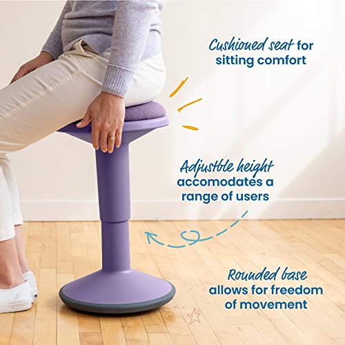 ECR4Kids Sitwell Wobble Stool with Cushion, Adjustable Height, Active Seating, Eggplant - color: Eggplant