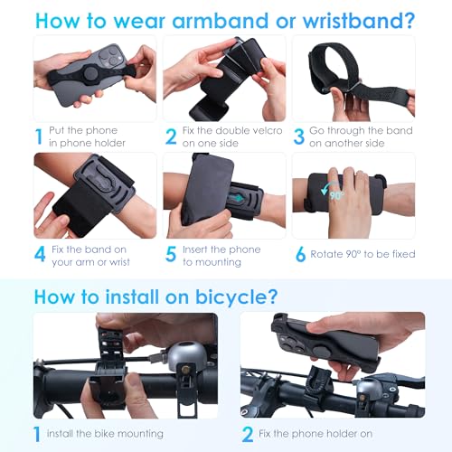 Cikyner 3 in 1 Running Armband, 360° Rotatable & Detachable Sports Armband