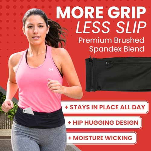 Fusion Belts Running Belt for Women & Men - Patented Side Zipper On Design - color: Classic Jet Black, size: Small