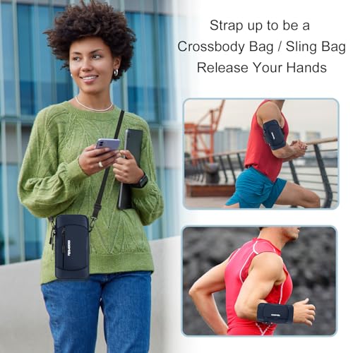 Phone Holder for Running with Adjustable Crossbody Strap, 7.5" Blue - color: 06-Blue + Black Strap