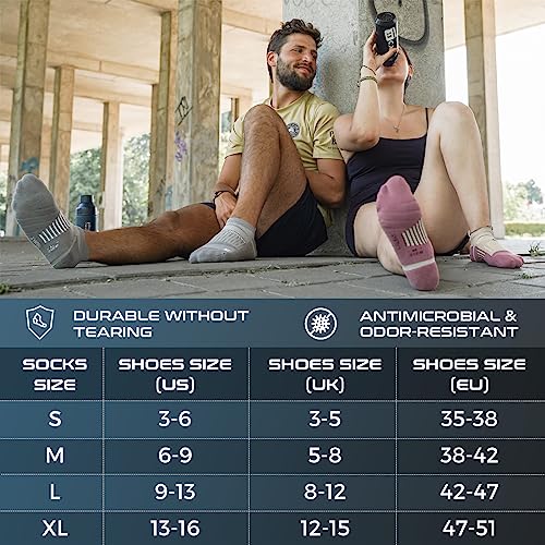 Rahhint Running Ankle socks Coolmax Moisture Wicking & Breathable Cushioned - color: Grey, size: Medium
