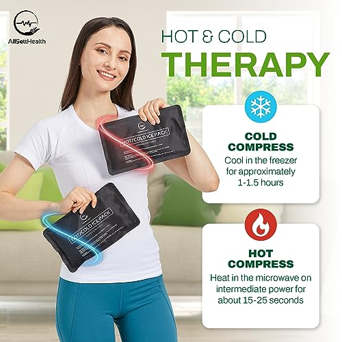 2 Pack Reusable Ice Packs for Injuries - Soft Ice Pack with Velvet Soft Fleece Fabric | Flexible Hot and Cold Gel Ice Pack Set- Cold Packs for Injuries, Knee, Back, Neck Pain - 10 x 6, Black - color: Black