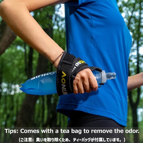 Azarxis TPU Soft Flask Collapsible Water Bottle Running Folding Gel Water Reservoir Handheld for Hydration Pack Hiking Cycling Climbing Jogging Marathon Trail Race - color: #03 Blue - 500ml with Adjustable Handstrap