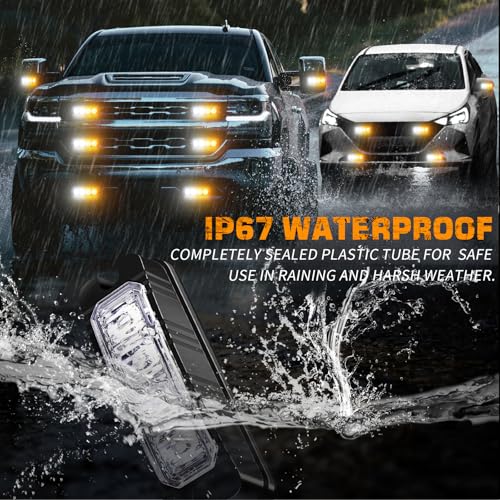 XRIDONSEN 8PCS Sync Grill Strobe Lights 32 LED Amber White Grille Light Bar - color: Amber/White