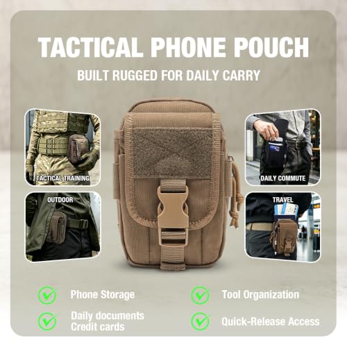 TSPRO MOLLE Phone Pouch, Tactical Phone Holder for Belt, EDC Gear Organizer - color: Black