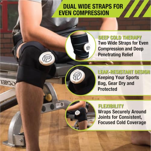 Pro-Tec Athletics Ice-Cold Therapy Wrap, Dual Wide Strap Wrap for Deep Cold Compression Therapy, Flexible Form-Fitting Design for Knee, Ankle, Elbow, and Wrist, Leak-Resistant, Small - size: Small