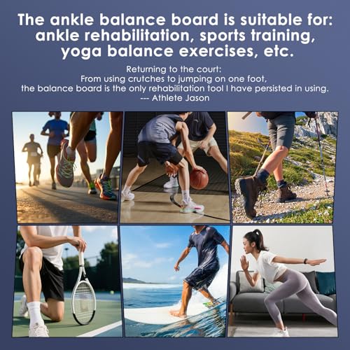 Ankle Balance Board & Ankle Strengthener - Non-Slip Axis Board Wobble Board for Physical Therapy, Fast Injury Recovery & Core Strength, 300lbs Capacity - Ideal Balance Trainer for Athletes, Seniors, Home & Gym Use
