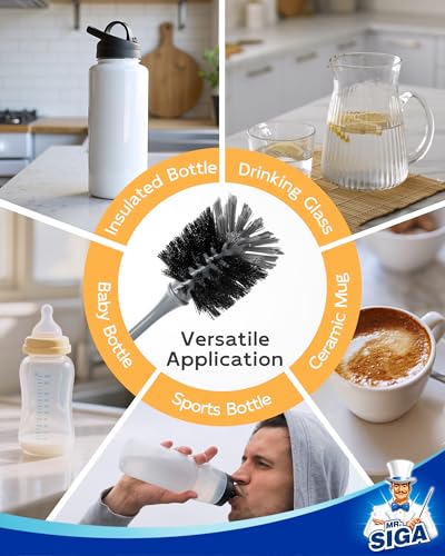 MR.SIGA Water Bottle Brush, Long Handle Bottle Brush for Sports Bottles - color: Gray