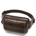 NIUCUNZH Real Leather Fanny Pack for Men Women Sling Waist Packs for Travel - color: Coffee