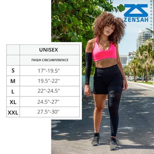 Zensah Full Length Long Leg Compression Sleeve - color: Black, size: Small