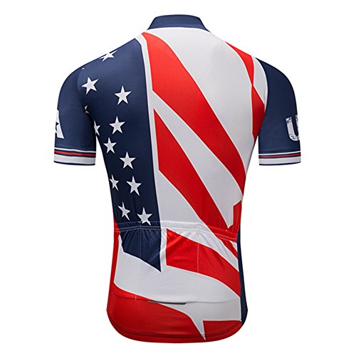 Men's USA Cycling Jersey Short Sleeve Biking Shirts Breathable with Pockets - color: Team, size: XX-Large