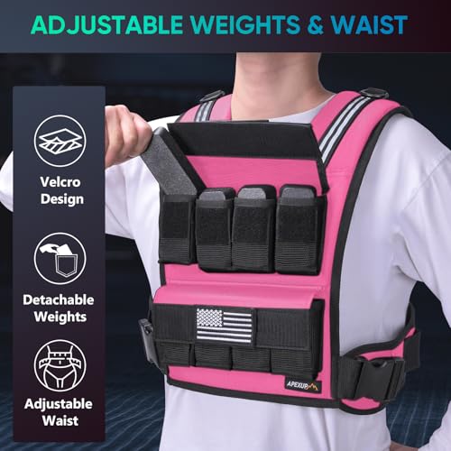 APEXUP Weighted Vest Men, Adjustable Weight Vest for Running - color: Pink, size: With Weights-40lbs