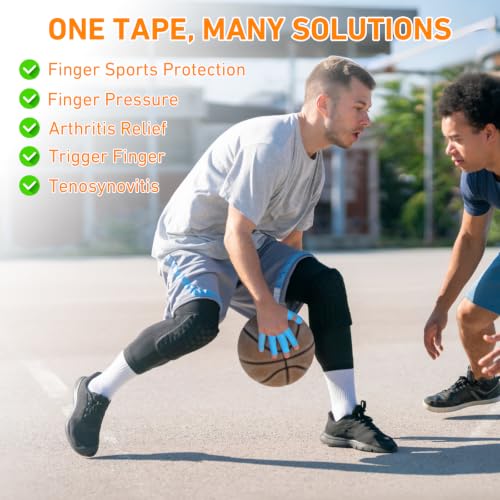 KTQUICK Precut Finger Kinesiology Tape, 40 PCS, 20% Stronger Black&Blue - color: Black&blue