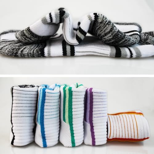 BIOAUM Women's Cotton Athletic Ankle Socks, Cushioned for Running, 6 Pairs - color: White 5 Pairs, size: 5-8