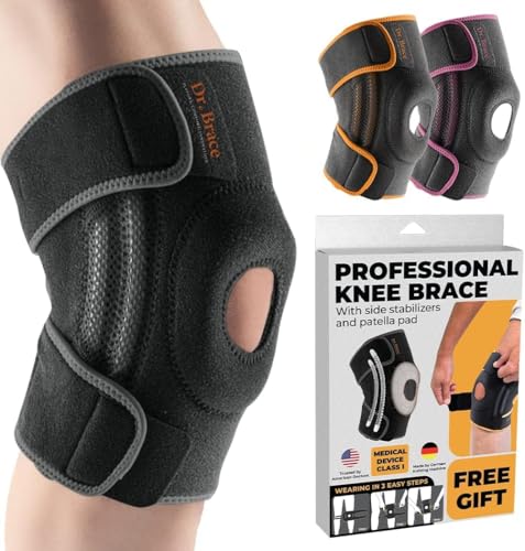 DR. BRACE ELITE Knee Brace with Side Stabilizers & Patella Gel Pads - color: Mercury, size: X-Large