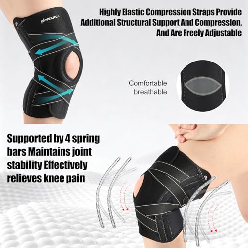 NEENCA Knee Brace for Women & Men, Compression Knee Support with X-Straps Design - ACL, MCL, PCL, Meniscus Tear & Arthritis Pain Relief - Stabilizing Joint with Side Stabilizers & Patella Gel Pads - size: Large